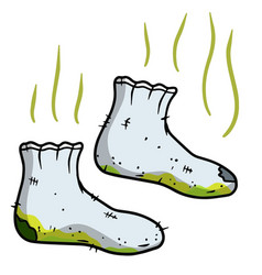 A Cartoon Of Pair Dirty Socks With Steam