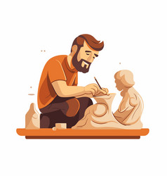 Cartoon Of A Man Sculpting Statue Jesus