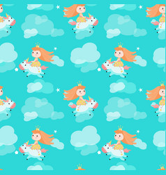 Cute swan princess with crown seamless Royalty Free Vector