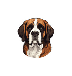 St Bernard Dog Flat On White Background