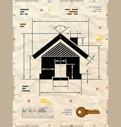 House Symbol As Technical Blueprint Drawing