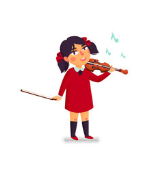 Music School Violinist Boy Character Playing