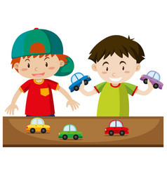 Two Boys Playing With Cars