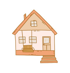 Cute Home With Terrace And Swing Doodle