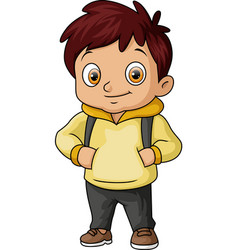 Cute Little Boy Cartoon On White Background