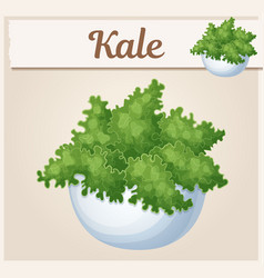 Fresh Kale In Bowl Cartoon