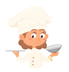 Kid Chef Holding Serving Tray With Lid Cooking