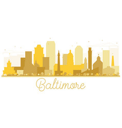 Baltimore City Skyline Golden Silhouette