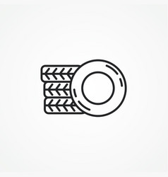 Car Tire Line Icon Set New Wheel