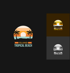 Island Logo On Tropical Beach