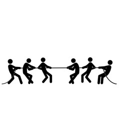 Set Of Stick Figures Tug Of War Flat