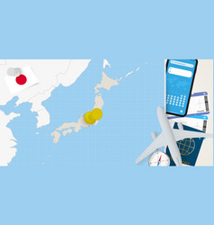 Travel To Japan Concept Map With Pin On Map Of