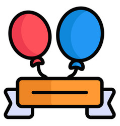 Balloon Colored Line Icon Merry Christmas