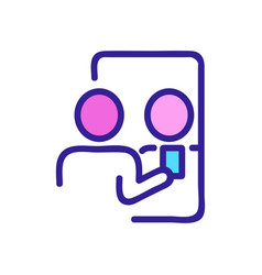 Selfie Man In Mirror Icon Outline