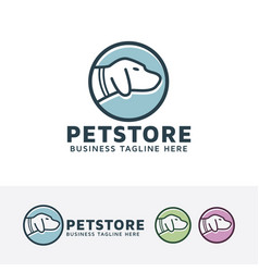 Pet store logo template design brown badge Vector Image