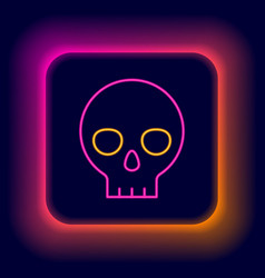 Glowing Neon Line Human Skull Icon Isolated