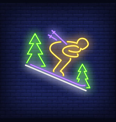 Person Skiing Downhill Neon Sign