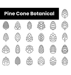 Set Of Outline Pine Cone Botanical Icons