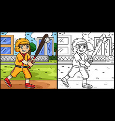 Boy Hitting Baseball Coloring Page