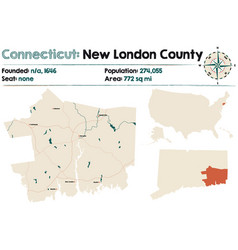 Map New London County In Connecticut