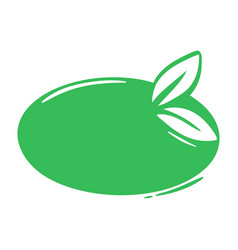 Oval Green Sticker With Leaf