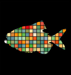 Piranha Fish Mosaic Silhouette Aquatic Animal