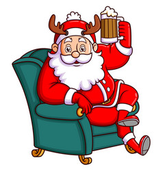 Santa Claus Is Enjoying The Movie And Drinking