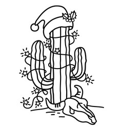 Christmas Cactus With Santa Hat And Lights Hand