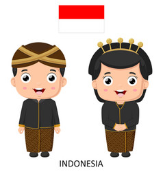 Cute Indonesia Boy And Girl In National Clothes