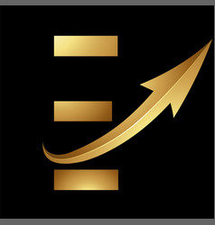 Gold Futuristic Letter E Icon With A Glossy Arrow