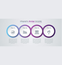 Set Line Pie Chart Infographic Financial Growth