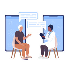 E-meeting With Male Doctor Flat Concept