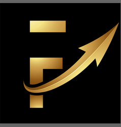 Gold Futuristic Letter F Icon With A Glossy Arrow