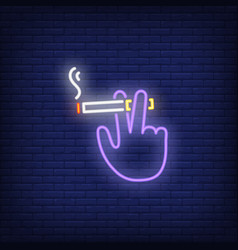 Hand Holding Smoking Cigarette Neon Sign