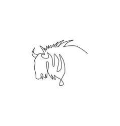 One Continuous Line Drawing Stout Wildebeest