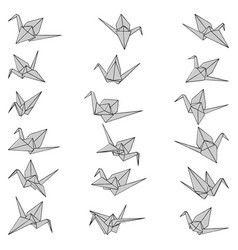 Set Of Origami Crane Silhouette