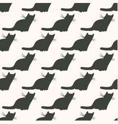 Simple Monochrome Seamless Pattern With Black Cats