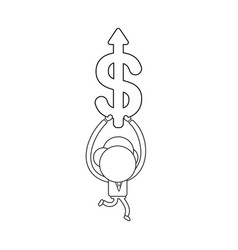 Businessman Character Running And Holding Dollar