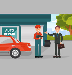 Businessman Visiting Repair Service And Talking