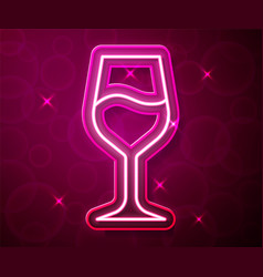 Glowing Neon Line Wine Glass Icon Isolated On Red