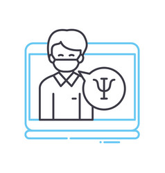 Virtual Psychologist Line Icon Outline Symbol