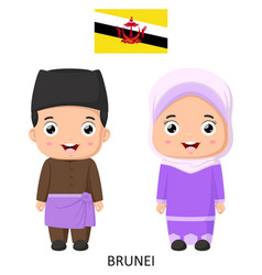 Cute Brunei Boy And Girl In National Clothes