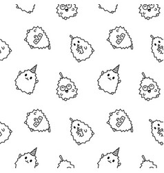 Cute Durian Seamless Pattern Coloring Page