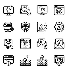 Cyber Threat And Phishing Linear Icons