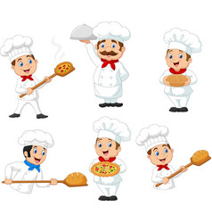 Cartoon chef serving bread Royalty Free Vector Image