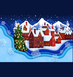 Christmas Paper Cut Winter Holiday Snowy Town