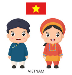 Cute Vietnam Boy And Girl In National Clothes