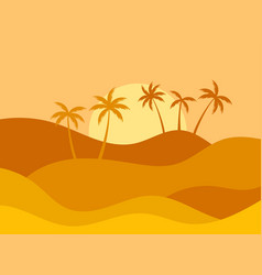 Desert Landscape With Palm Trees And Sand Dunes