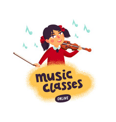 Music School Violinist Boy Character Playing