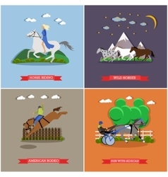 Set Of Wild And Domestic Horses Flat Design